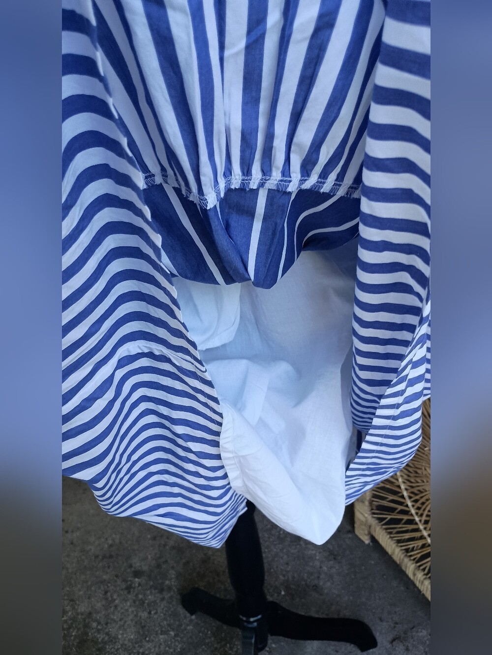 Jcrew Women's Blue/White Striped Tiered Sundress 100% Cotton With Pockets_L - Picture 6 of 9